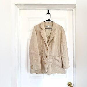 Zara M linen blazer raw edge